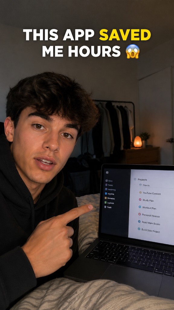 Colby reviewing a task management app on his laptop